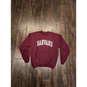 Vintage Harvard Sweatshirt Mens Med Crewneck Pullover Classic Collegiate Maroon